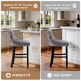 thumbnail image 3 of Bar Stools Set of 2, LegaHome 26" Counter Height Bar Stools with Back Sets of 2, Velvet Upholstered Gray Bar Stool with Button Tufted & Nailhead Trim, Counter Stool for 35-39" Kitchen Island, 3 of 11