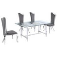 thumbnail image 1 of 5pc. Ensemble de Repas en Verre de 68 x 40 Po avec 4 Chaises et Acier Inoxydable Argenté, 1 of 4