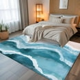 thumbnail image 5 of Navy Blue Waves Coastal 6x9 Area Rugs, Teal Ombre Summer Beach Oceans Non-Skid Rubber Backing Large Rectangle Rugs - Living Room Bedroom Home Office, Indoor Floor Mat Carpets Washable Rug, 5 of 9