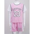thumbnail image 2 of Nyeemya Kids Sports T-Shirt with Shorts Set Boys Girls Basketball Football Jersey Outfit Summer Pink 170, 2 of 7
