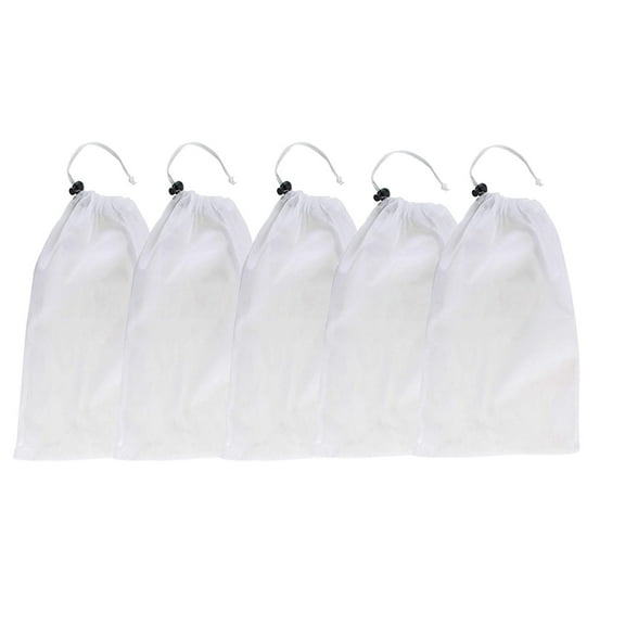 5-Pack Pool Vacuum Filter Bags - Universal Fit 13x8 inch Fine Mesh Replacement Bags with Pull-Lock Cord for Swimming Pool Leaf Cleaners