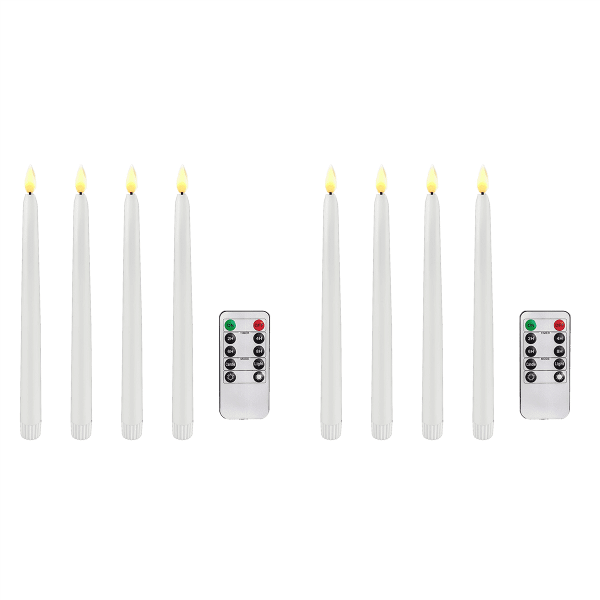 8 Pcs Remote Flameless Candlesticks,Timer Battery Operated LED Taper Candles for Halloween,Wedding Decoration White