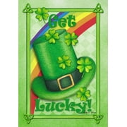 Toland Home Garden Green and Red "Get Lucky!" Leprechaun Hat Outdoor Rectangular Mini Garden Flag