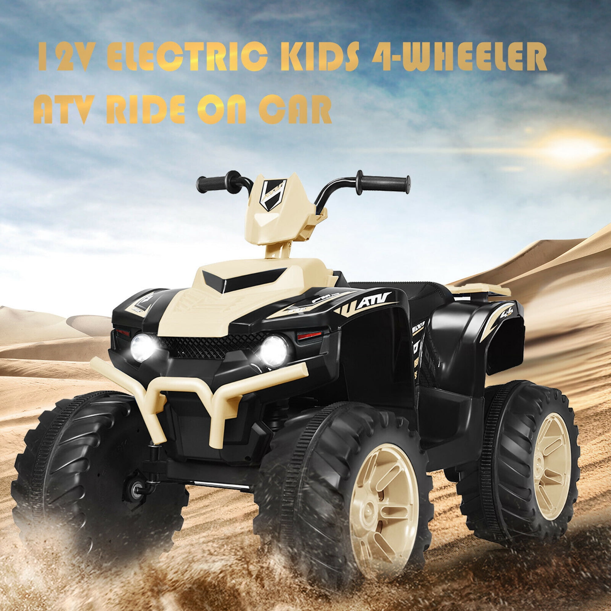 Gymax 12V Electric Kids Ride On Car ATV 4-Wheeler Quad w/ Music LED Light Yellow