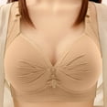 thumbnail image 5 of YOIAVAIOY Elegant Lace Wireless Bras for Women Full Coverage Comfortable Plus Size Everyday Bra Beige 50, 5 of 7