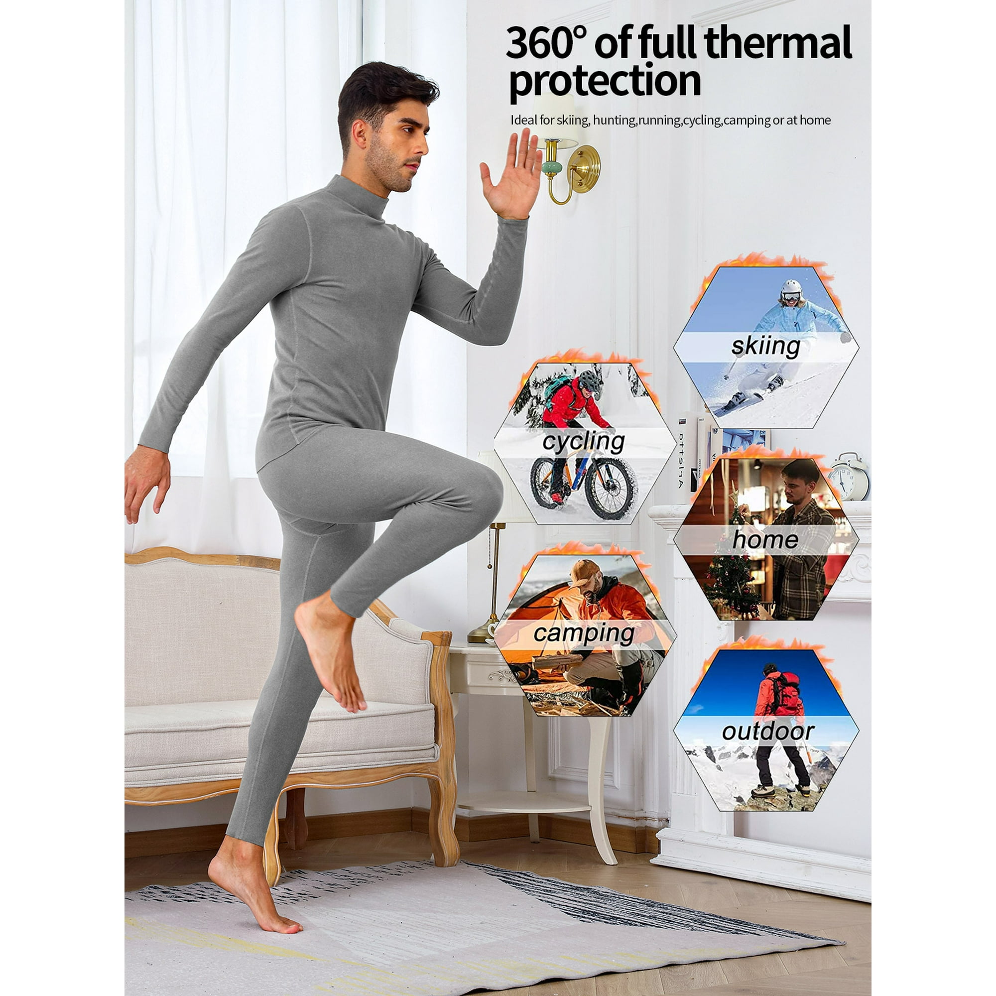 New fleece lined thermal long johns deals