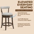 thumbnail image 4 of ROME + OAK Ruxban 26" Swivel Counter Stool in Weathered Oak with Sand Fabric Upholstery, 4 of 11