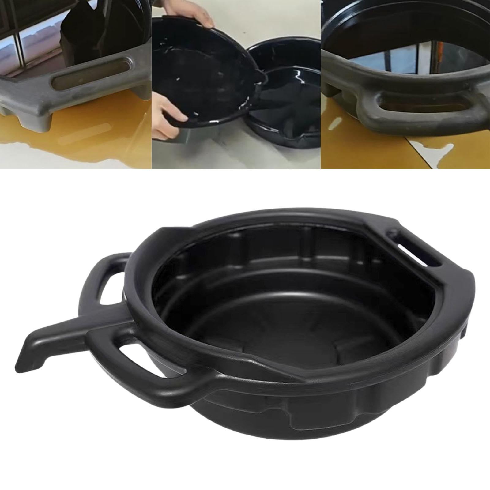 Dickly Oil Change Drain Pan Black Heavy Duty Lightweight Pan 10L