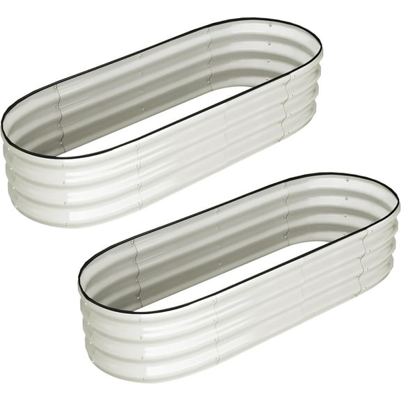 Trilenars 2 Pcs Oval Raised Garden Bed in White,White