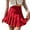 Red, variant on Clearance Girls Women High Waisted Pleated Skirt Plain Plaid A-line Mini Skirt Skater Tennis School Uniform Skirts Lining Shorts
