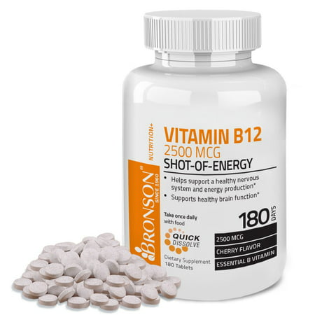 Bronson vitamine B12 2500mcg, Quick Release sublinguale vitamine B12, 180 comprimés