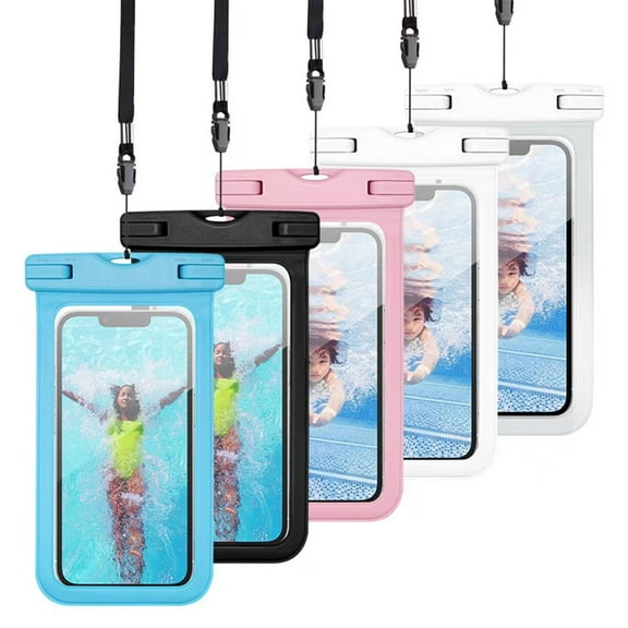 Waterproof Underwater Beach Swimming Mobile Phone Bag Dry Pouch Transparent PVC Waterproof Phone Pouch Dry Bag for Swimming, Boating, Fishing-White