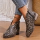 thumbnail image 4 of NECHOLOGY Botas Mujer Adulto Femenino Zapatos Botines para mujer Moda mujer leopardo otoño tacones cuadrados Rhinestone cremallera botines cortos zapatos de punta redonda (Brown, 9), 4 of 6