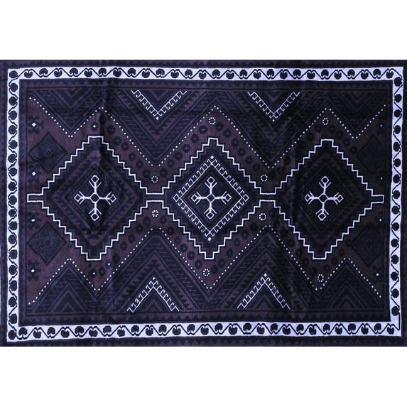 Ahgly Company Machine Washable Indoor Rectangle Persian Blue Traditional Area Rugs, 8' x 12'