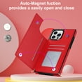 thumbnail image 6 of Dteck Slim Thin Fit Case for iPhone 13 Pro, Zipper Design Soft Silicone Shockproof Card Holder Slots Back Flip Phone Cover with Kickstand Magnetic Bracket Crossbody Shoulder Strap Case,Red, 6 of 21