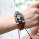 thumbnail image 3 of pulsera En Cuir De Vachette Avec Perles (marron), Diseño Extraíble, Cadeau De Nol, De Vacances Ou D'anniversaire, 3 of 5