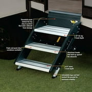 Lippert Components 791575 - SolidStep Premium 30"W x 8.5"D x 8"R Steel With Aluminum Treads Black 4 Entry Steps