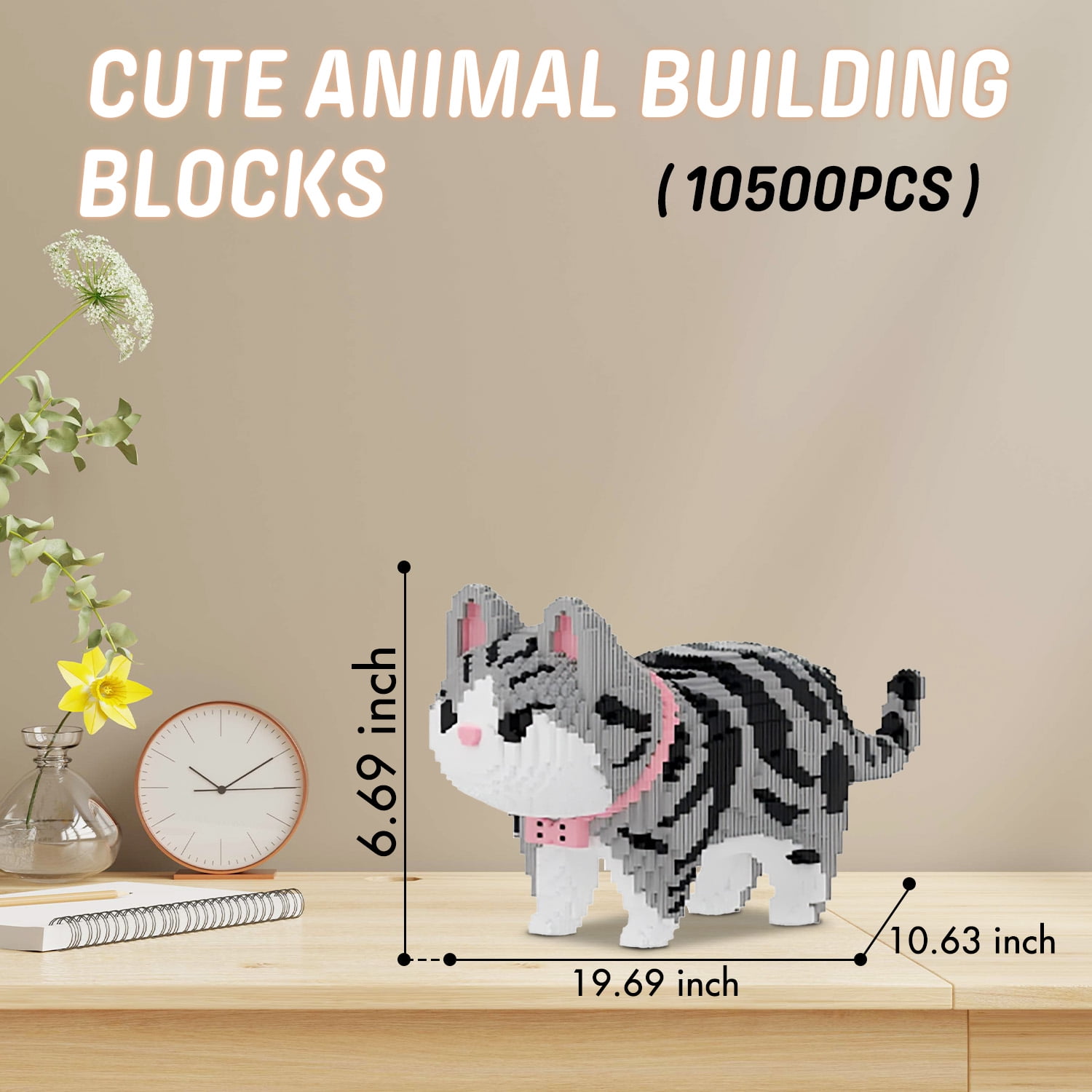 Hidpriva 10500 PCS Animal 3D Micro Building Block Set, Gift for Adults and Kids, Toy Building Blocks, Black Cat
