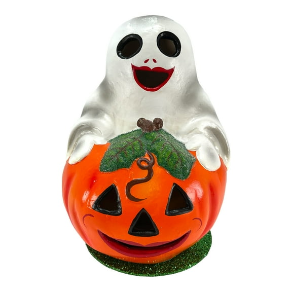 Pinnacle Peak Trading Ino Schaller Ghost in Pumpkin Jack O Lantern German Paper Mache