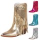 thumbnail image 2 of NECHOLOGY Botas Mujer Zapatos Botines mujer Botines de mujer a la moda nuevo patrón decoración de borlas tacón grueso puntiagudo zapatos cómodos Retro sin cordones para otoño e invierno (Red 9), 2 of 7