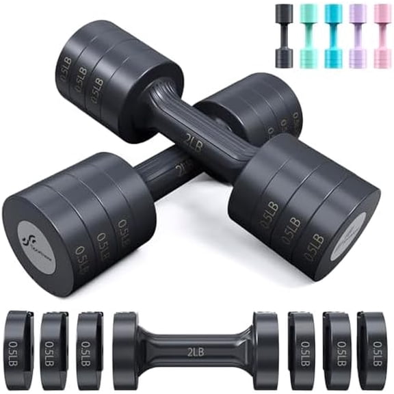 Adjustable Dumbbells Hand Weights Set: 5 lb Dumbbell Set of 2 Each 2lb 3lb 4lb 5lb Free Weights Fast Adjust Weight 4 In 1 Weights Dumbbells Set for Women Men Home Gym Exercise Training