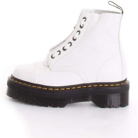 

Dr. Martens Womens Sinclair 8 Eye Leather Platform Boot 8 White Milled Nappa Leather