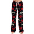 thumbnail image 5 of Garbnen Valentines Day Pajama Pants Women Red Love Heart Print Wide Leg Sleep Pants for Women Drawstring Spring Summer Womens Lounge Pants, 5 of 5