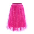 thumbnail image 3 of Women's Soild Color Tutu Skirt, Sparkling Sequin 3 Layer Fluffy Tulle Midi Skirt, Party Skirt for Festival, Birthday, Rave and Cosplay Hot Pink L, 3 of 5