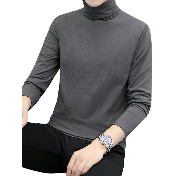 Frontwalk Men's Long Sleeve Tops Casual Cotton T-Shirt for Winter Solid ...