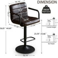 thumbnail image 2 of Bar Stools Set of 2, PU Leather Adjustable Height 360° Swivel Barstools with Backrest and Armrests, Counter Height Bar Chairs for Kitchen Island, Bar, Dining Room, Dark Brown, 2 of 13