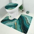 thumbnail image 2 of Teal Gold Marble Pattern Bathroom Rugs Sets 3 Piece,Toilet Cover Set,Absorbent Non Slip Bathroom Mats Sets with U-Shaped Contour Rug Toilet Rug Set, 2 of 5