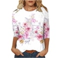thumbnail image 2 of DPTALR Blouse Ample à Manches Trois-Quarts Col Rond Rétro Imprimé de Pâques pour Femmes, 2 of 4