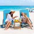 thumbnail image 6 of Arlopu 28.5″ 2pcs Folding Beach Chairs, Portable Low Beach Chair w/ Carry Bag & Cup Holder, Lightweight for Camping, Outdoor, Travel, 350LBS, 6 of 10