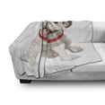 thumbnail image 3 of English Bulldog Soft Flannel Fleece Blanket, Happy Puppy with a Red Collar Domestic Pure Breed Animal Illustration, Cozy Plush for Indoor and Outdoor Use, 60" x 80", Cream Red Pink, by Ambesonne, 3 of 6