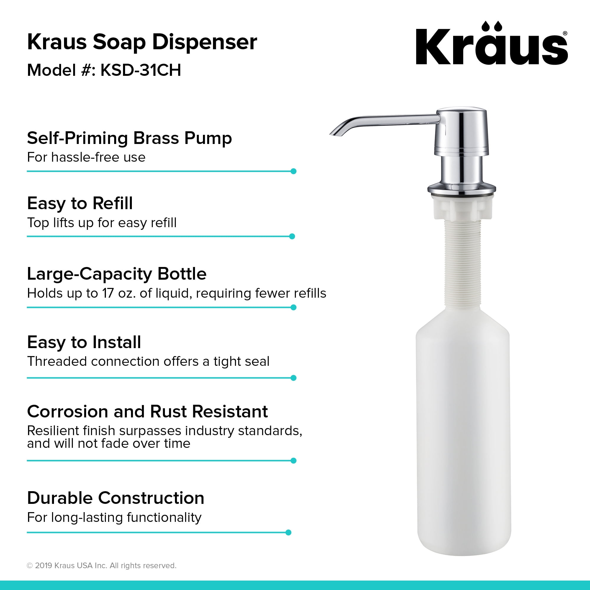 KRAUS Kitchen Soap and Lotion Dispenser in Stainless Steel