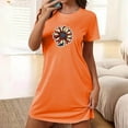 thumbnail image 3 of Tnhcen Nuisette Courte Surdimensionnée pour Femmes Imprimée à Col Rond et Manches Courtes Robe Nuisette Dentelle Grande Taille Nuisette pour Femmes Tenue de Nuit Liquidation Chemise Lingerie Orange, 3 of 6