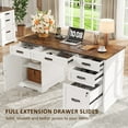 thumbnail image 3 of Executive Desk with File Drawers, 55'' Farmhouse Desk Modern for Adult Home Office, White, 3 of 10
