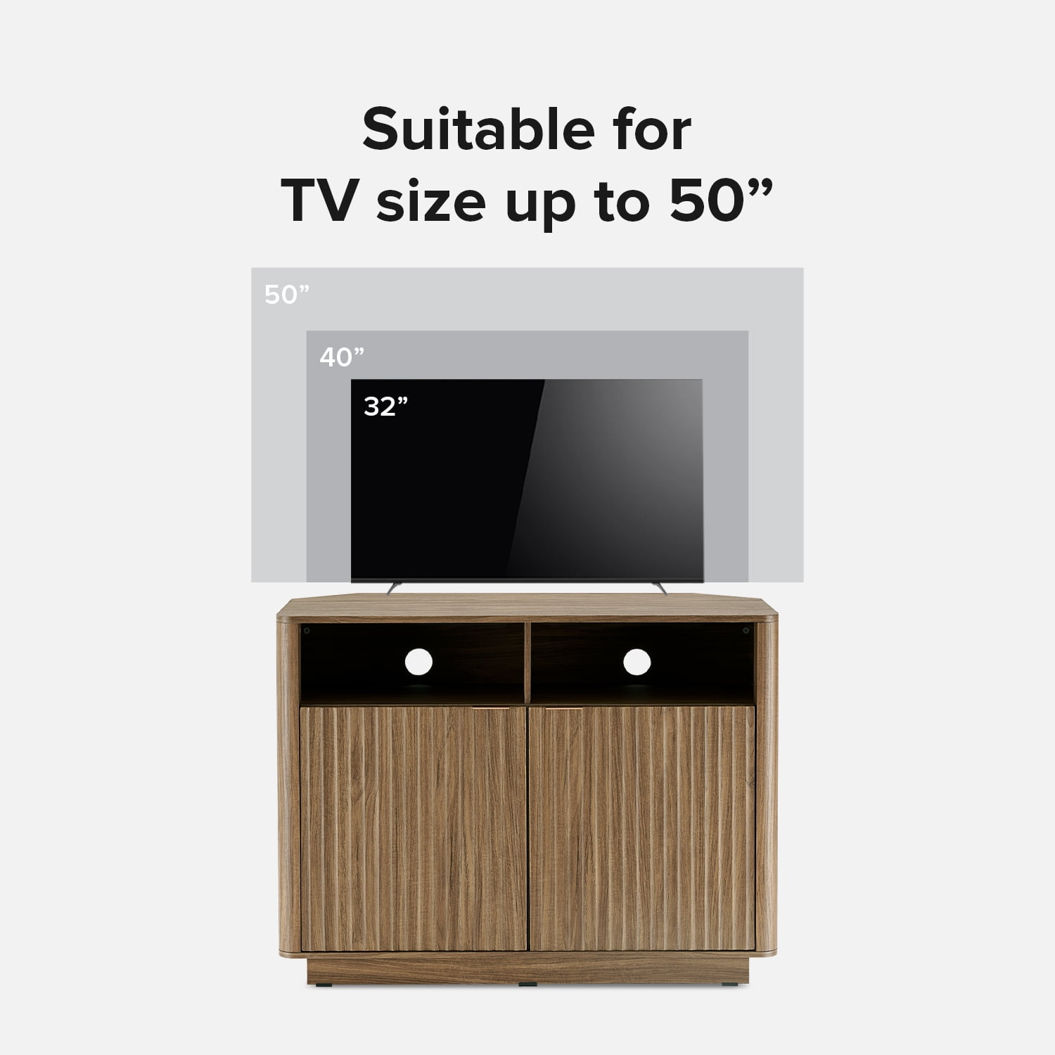 Mopio Brooklyn Mid-Century Modern Storage Cabinet, Corner TV Stand for TVs up to 50" (Walnut)