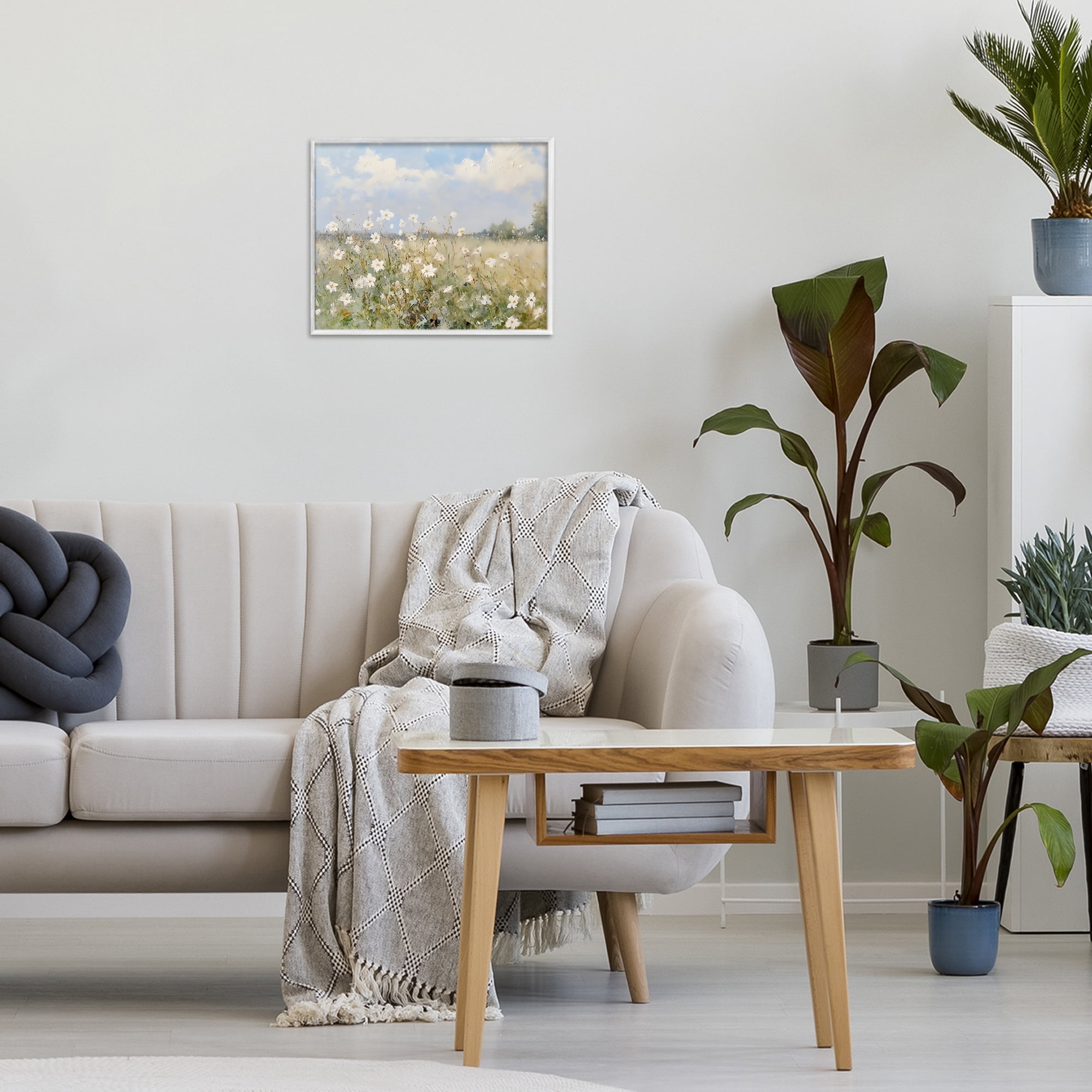Stupell Industries Neutral Wildflower Field in Bloom White Framed Giclee Art, design by LSR Design Studio