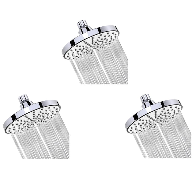 3X Cabezal de Ducha de 6 Pulgadas Anti-Obstrucción, Fijo,Cabezal de Ducha de Alta Presión de Agua(Plateado)