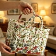 thumbnail image 6 of Yucurem Boho Fabric Floral Laundry Storage Baskets, 12.99" x10.24" x10.63" Collapsible Large Capacity Spring Vintage Storage Bag Organizer with Handle & Front Pocket, 6 of 8