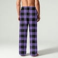 thumbnail image 4 of Havenx Men's Pajama Pants Cotton Microfleece Plaid Flannel Pajama Bottoms 2025 Plus Size Sleeping Pants Elastic Waist Wide Leg Lightweight Sleep & Lounge Pants,Purple L, 4 of 6