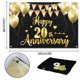thumbnail image 2 of Hamigar Fondo De Cartel De Feliz 20 Aniversario De 6 X 4 Pies  20 Decoraciones De Aniversario De Boda, Suministros Para Fiestas  Oro Negro, 2 of 5