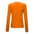 thumbnail image 3 of DuoJiaJ Long Sleeve Shirts For Women V Neck Casual Spring Tops Ribbed Knit Slim Fit Lightweight Pullover Sweaters Oversized Sweaters For Women Orange L, 3 of 4