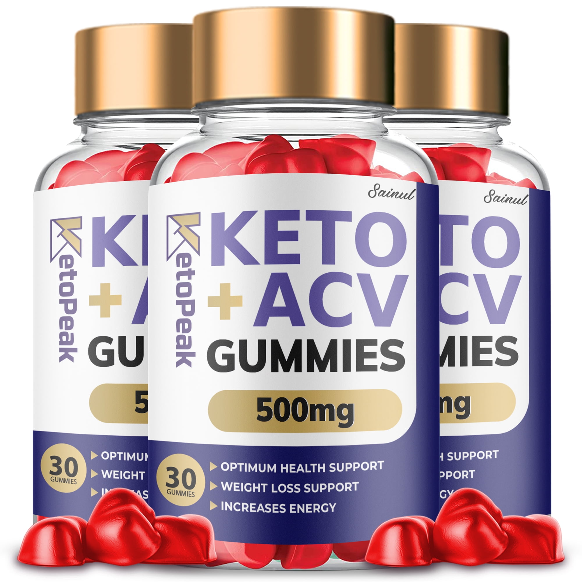 Keto Peak Keto ACV Gummies, Maximum Strength, Apple Cider Vinegar, 3 Month Supply Dietary Supplement (3 Pack)
