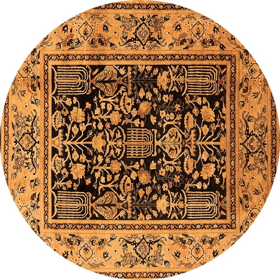 Ahgly Company Indoor Round Oriental Orange Industrial Area Rugs, 3' Round
