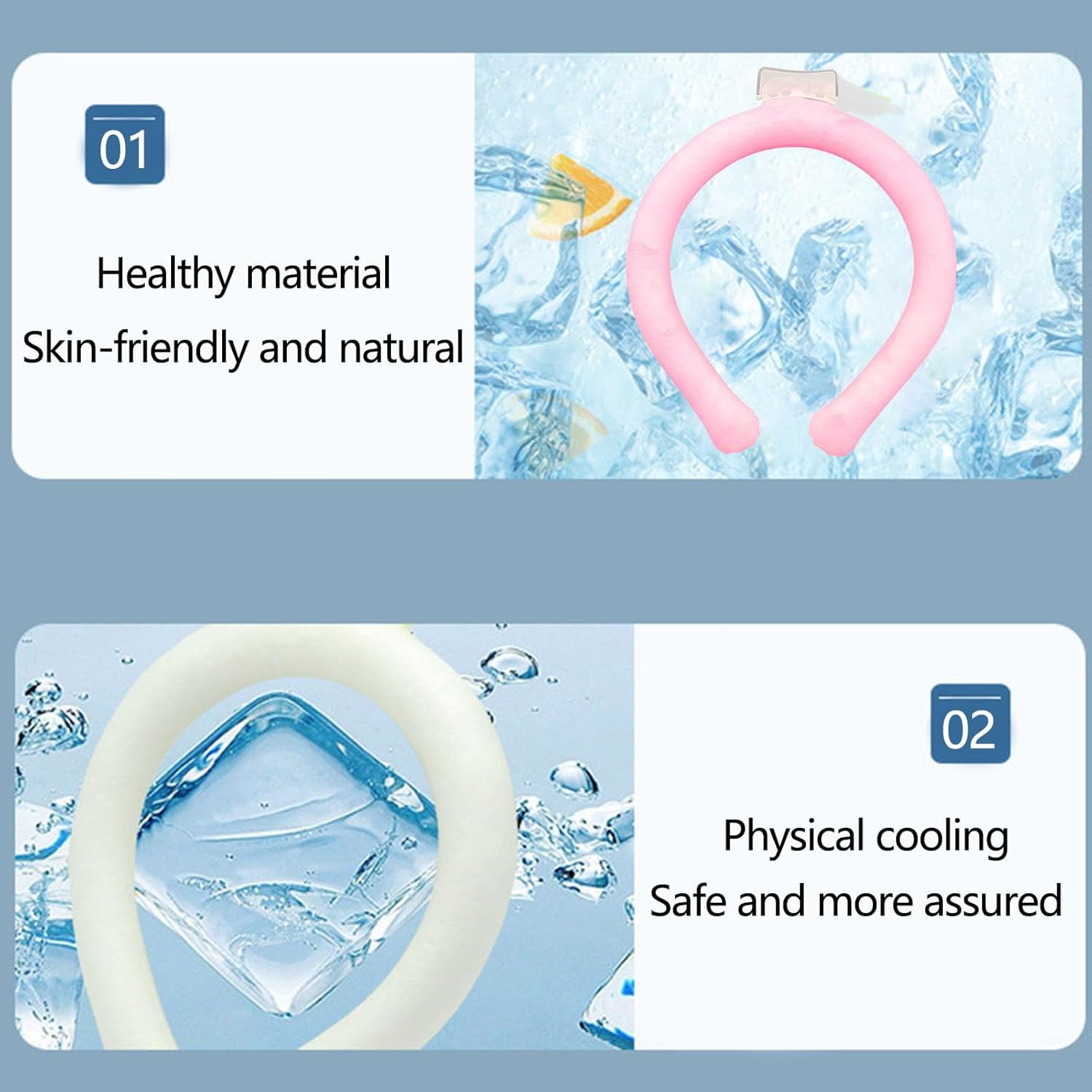 Dr Chilly Ice Ring, Neck Cooling Tube, Ice Ring Neck Cooler Freezes in Tap Water, Neck Cooling Wraps,Reusable Ice Neck Ring Wearable Body Cooling Products for Summer Heat (Blue, 1pc)