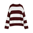 thumbnail image 4 of zaveiop Sweaters for Womens Fall Winter Y2K Oversized Preppy Jumper Sweaters Lightweight Knit Color Block Pullover Sweater (Z3-Wine, M), 4 of 5