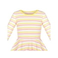 thumbnail image 4 of Robe Fille Manches Longues Rayée Jaune Coton Décontractée Usage Quotidien 4 Ans, 4 of 6