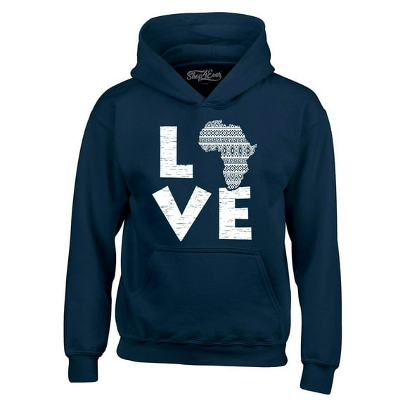 Shop4Ever Men's Love Africa Hooded Sweatshirt Hoodie XX-Large Navy